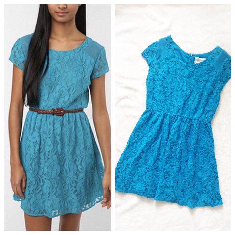 Urban Outfitters Anthropologie Blue Neon Lace M